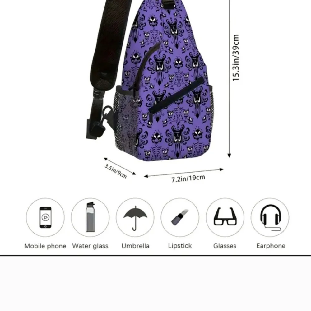Purple Patterned Sling Backpack for Women